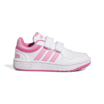 Sneakers bianche e rosa da bambina con doppio velcro adidas Hoops 3.0 CF C, Brand, SKU s342500253, Immagine 0